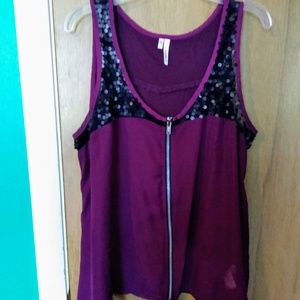 Maroon and Black, Sequin, Zipper Top